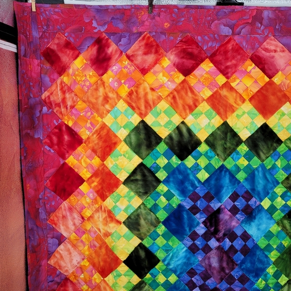 Handmade Rainbow Quilt OOAK - Picture 2 of 14